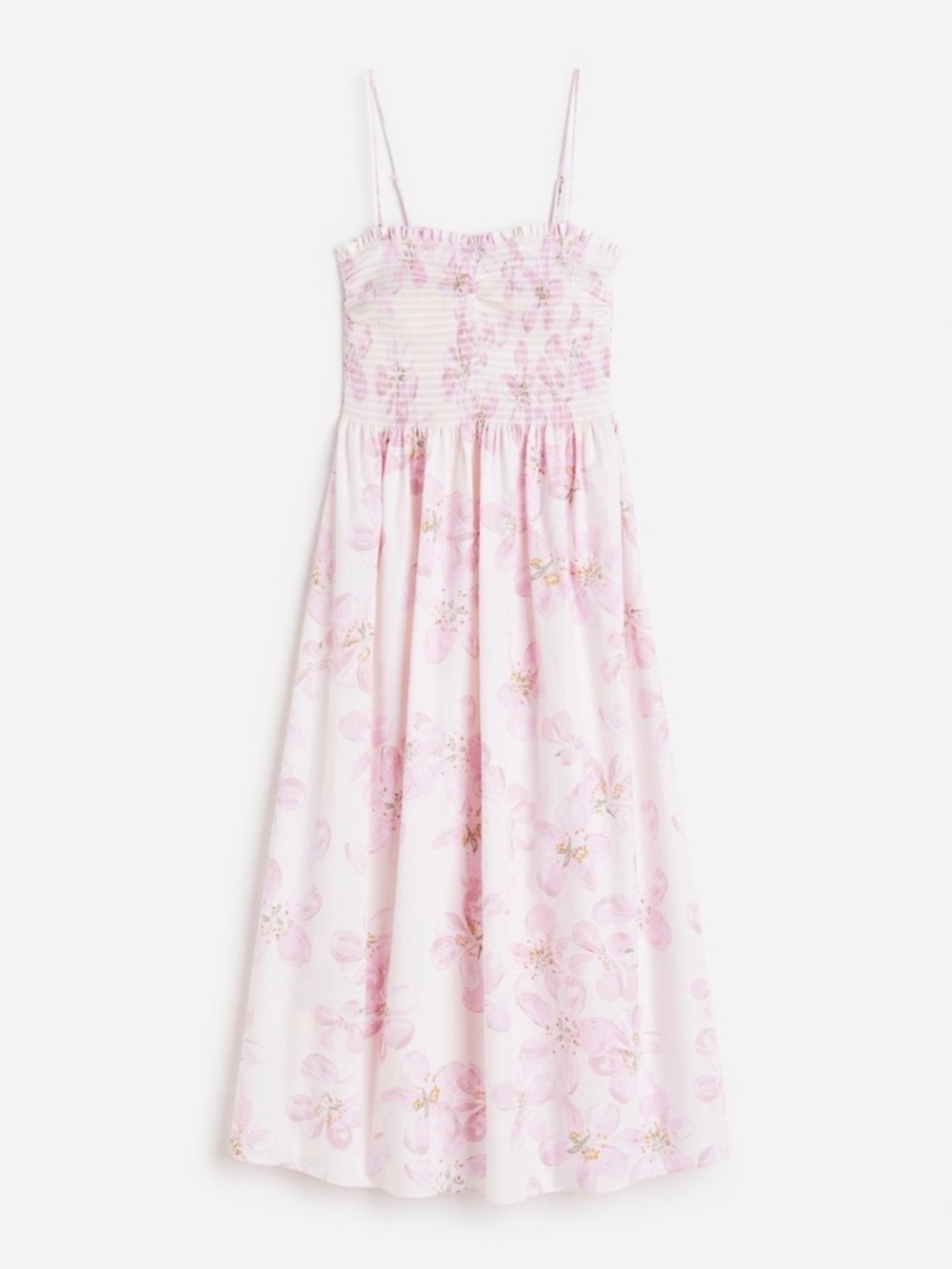 Pink Floral Smocked Cotton Sundress